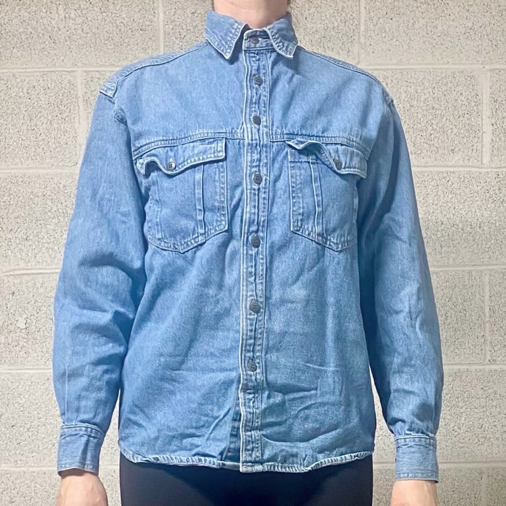 Vintage Denim Long Sleeve Jean Shirt - Picture 1 of 7